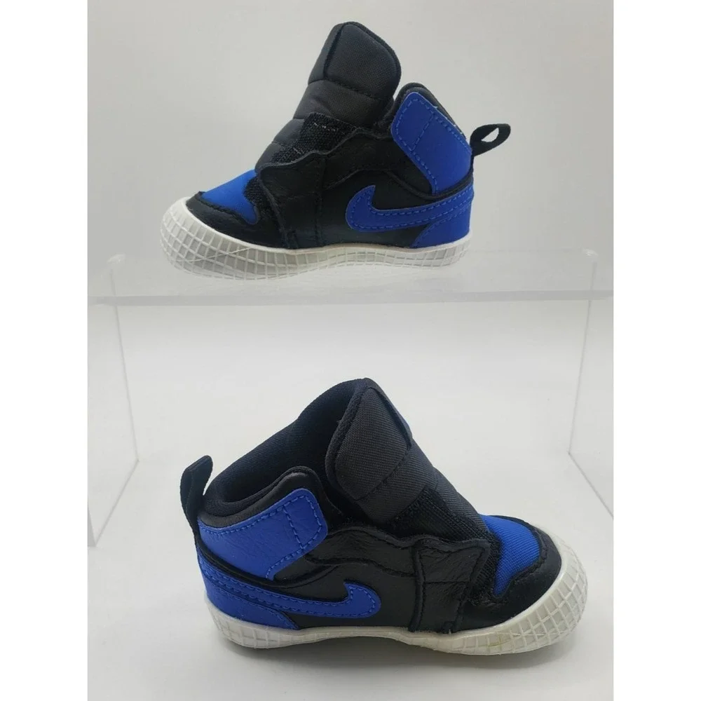 Nike Jordan 1 Crib Bootie Black Varsity Royal White Athletic‎ Baby Shoes 3C
